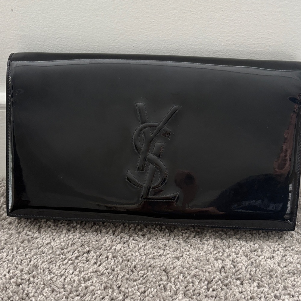 Yves Saint Laurent Black Patent Leather Clutch